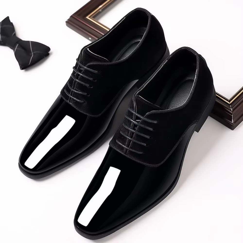 Chaussures Oxford à lacets pour hommes, chaussures provoqué formelles, haute brillance, basses, carr