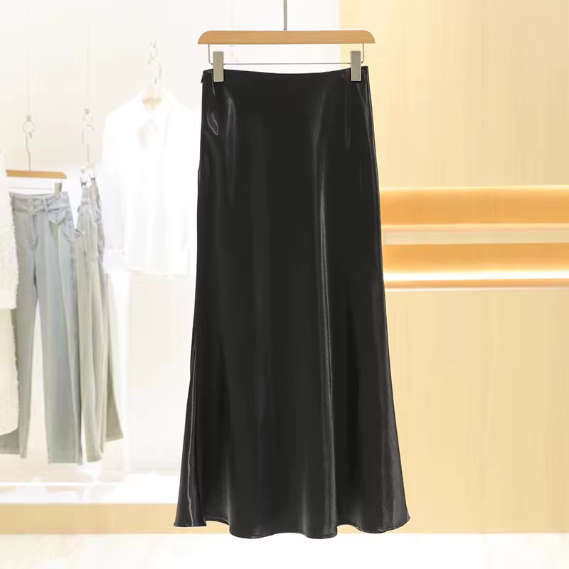 Jupe sirène en satin acétique pour femme, mode coréenne, taille haute élastique, jupes pour femmes p