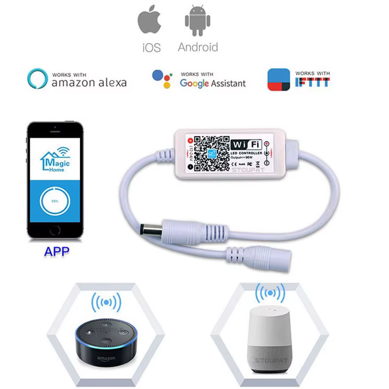 Magic Home Wifi LED bande lumineuse contrôleur APP commande vocale pour bande lumineuse monochrome v