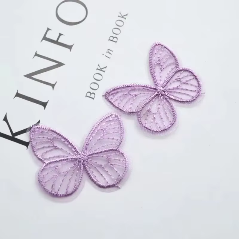 Patchs en tissu papillon en maille brodée 4.5x3.5cm, 20 pièces/lot, Appliques pour vêtements, fourni