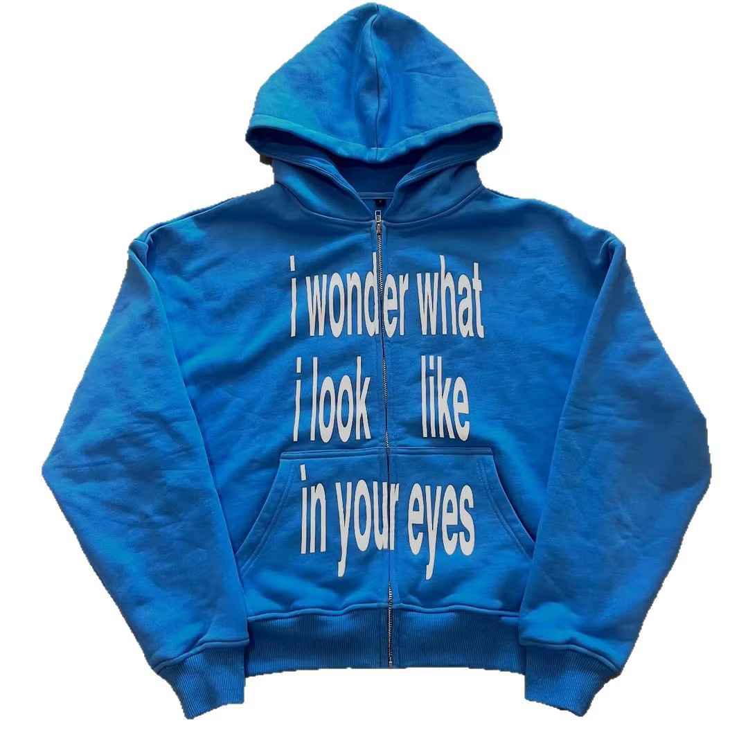 Sweat-shirt à manches longues avec fermeture éclair imprimée avec lettres personnalisées, pull à cap