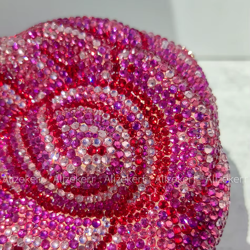Alizekerr Rose en forme de cristal sacs de soirée femmes magnifique Chic strass fleur pochette sacs