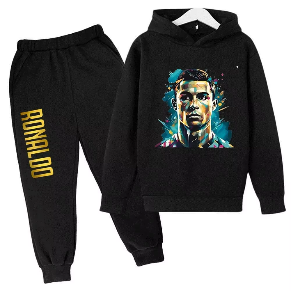 Ensemble de survêtement pour enfants Ronaldo CR7, imprimé, 2 pièces, sweat à capuche et pantalon, vê