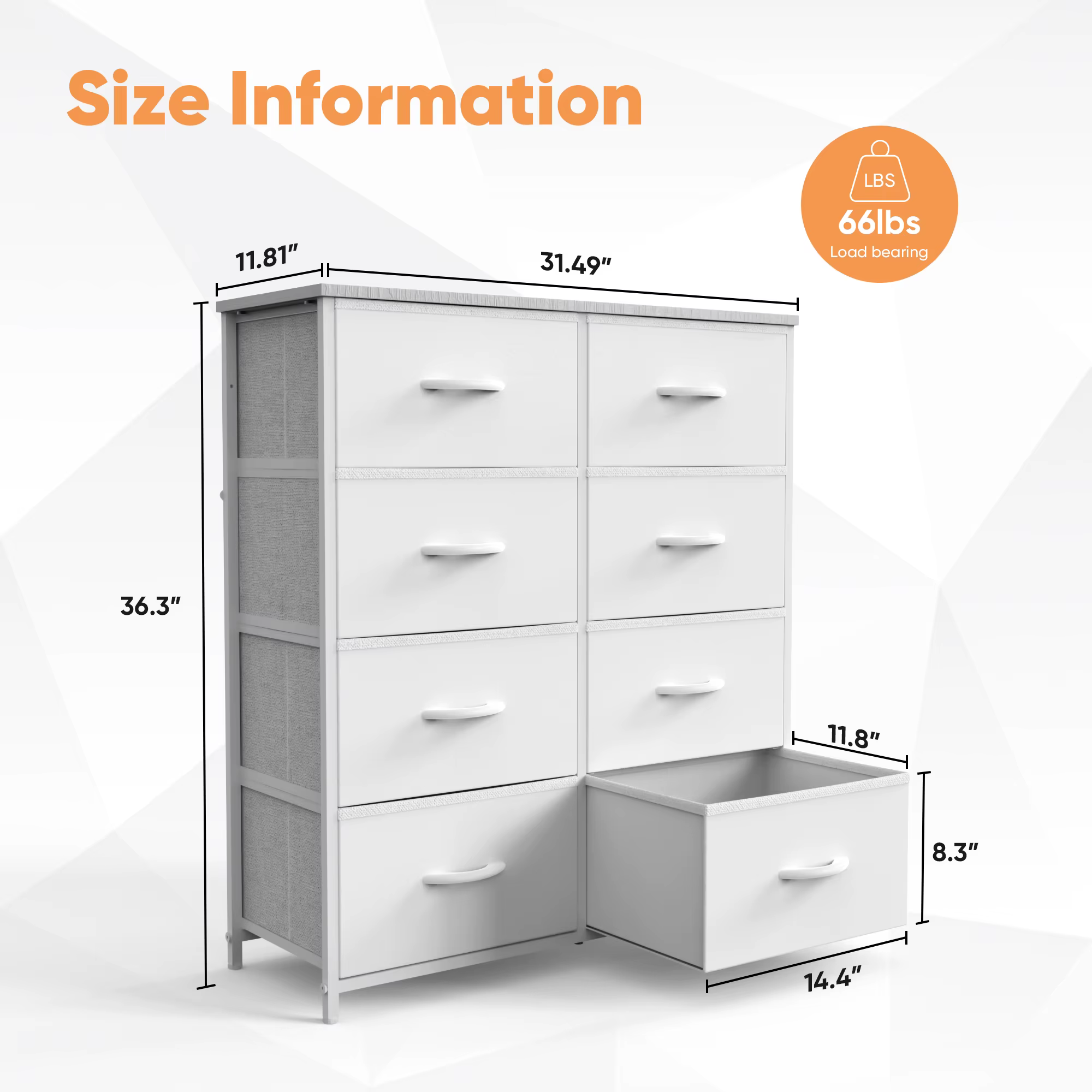 JIAN-Armoire de Rangement pour Chambre d'Enfant, 8 Tiroirs de Proximité en Tissu, Cadre en Acier, Pl
