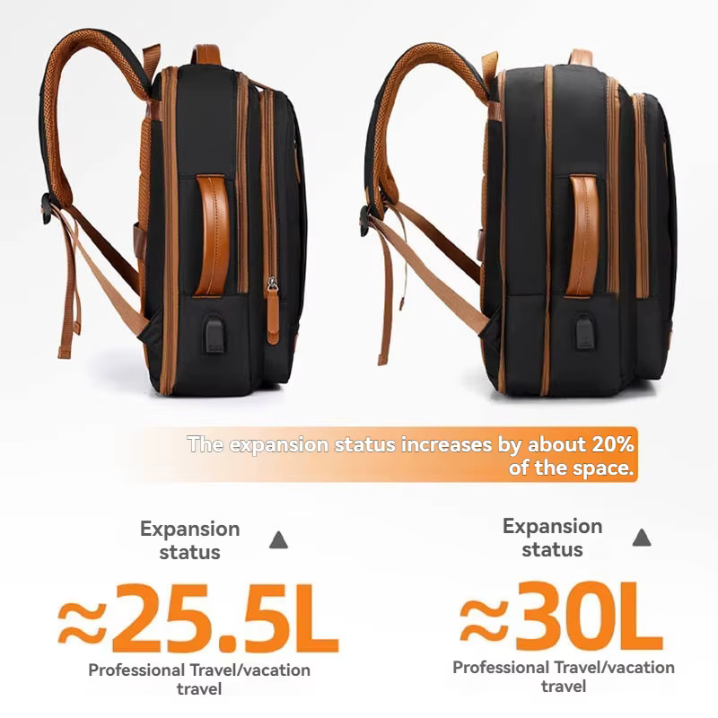 Sac à dos de voyage pour ordinateur portable, sac à dos étanche extensible avec port de chargement U