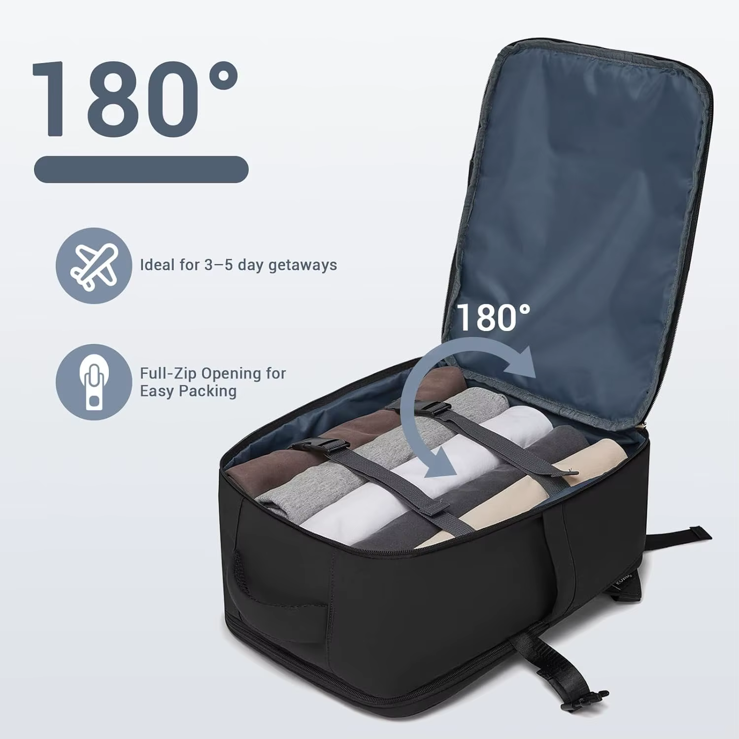 Sac à dos KONO pour bagages à main 40x30x20, 40L, imperméable avec compartiment pour ordinateur port