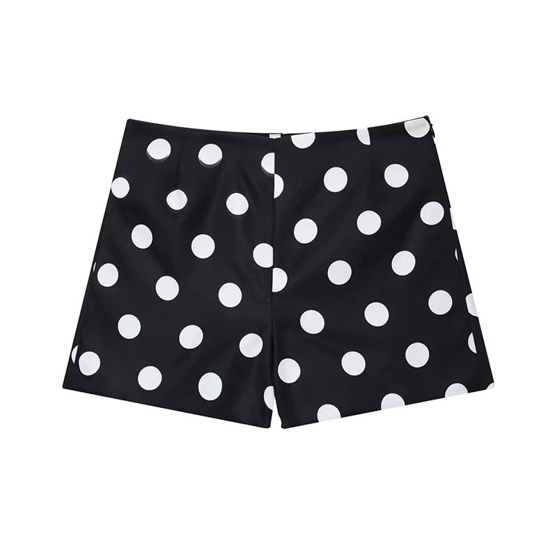 Shorts décontractés amples taille haute vintage à imprimé pois pour femme, collection été 2026, idéa