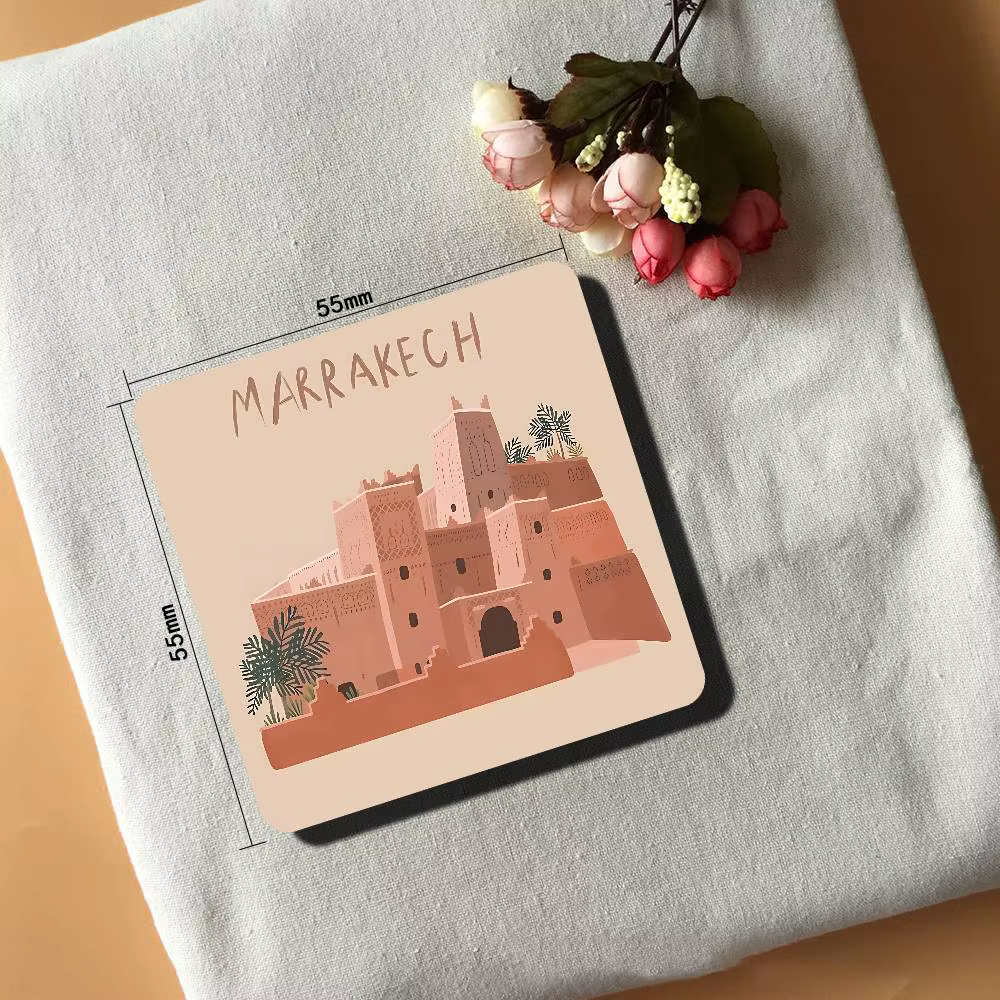 Ensemble d'aimants décoratifs MARRAKECH, aimants adhésifs carrés créatifs pour réfrigérateur, cadeau