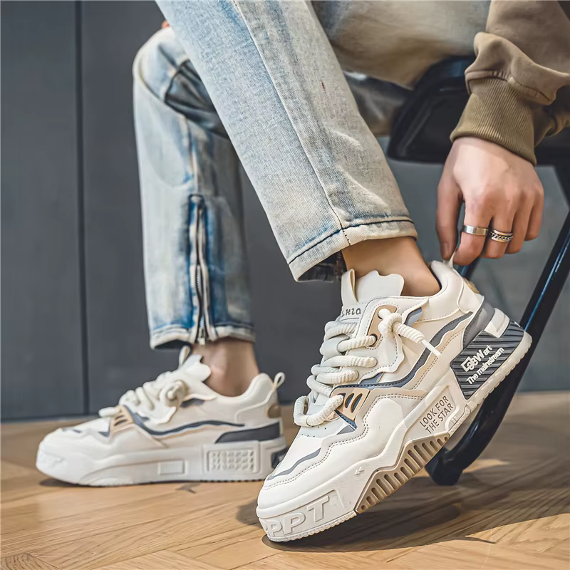 Chaussures de skate tendance pour hommes, baskets confortables et antidérapantes à lacets décontract