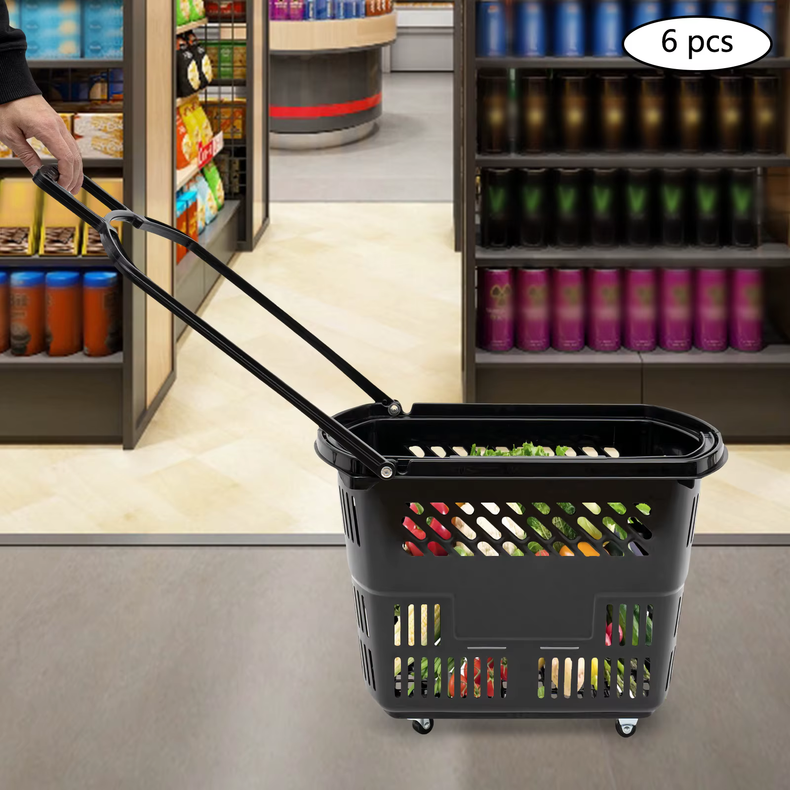 CNCEST-Caddies avec roues et poignée, panier à provisions portable, ensemble d'accessoires de cuisin
