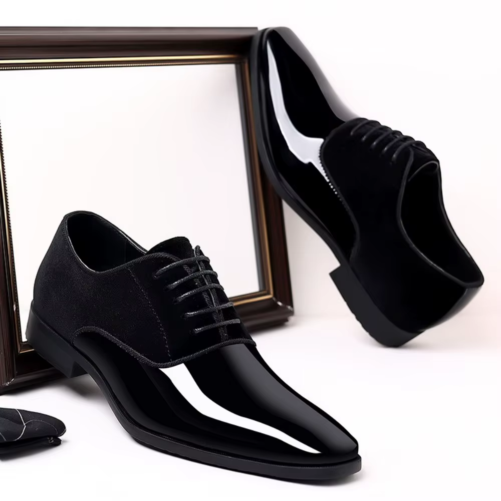 Chaussures Oxford à lacets pour hommes, chaussures provoqué formelles, haute brillance, basses, carr