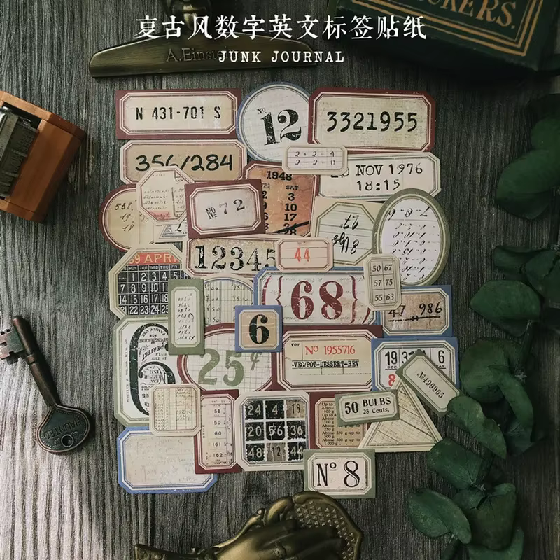 Étiquette autocollante Vintage avec numéro de Style Tim Holtz, étiquette autocollante rétro pour Alb