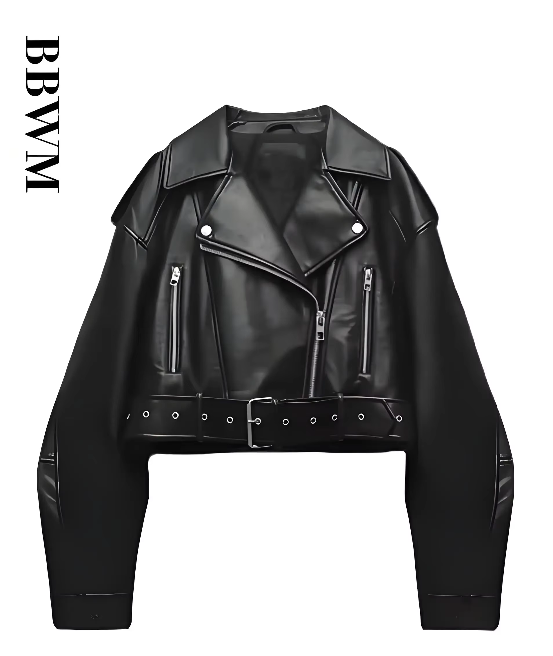 Femmes Vintage ample lavé Faux cuir veste courte Streetwear femme fermeture éclair ceinture Moto Bik