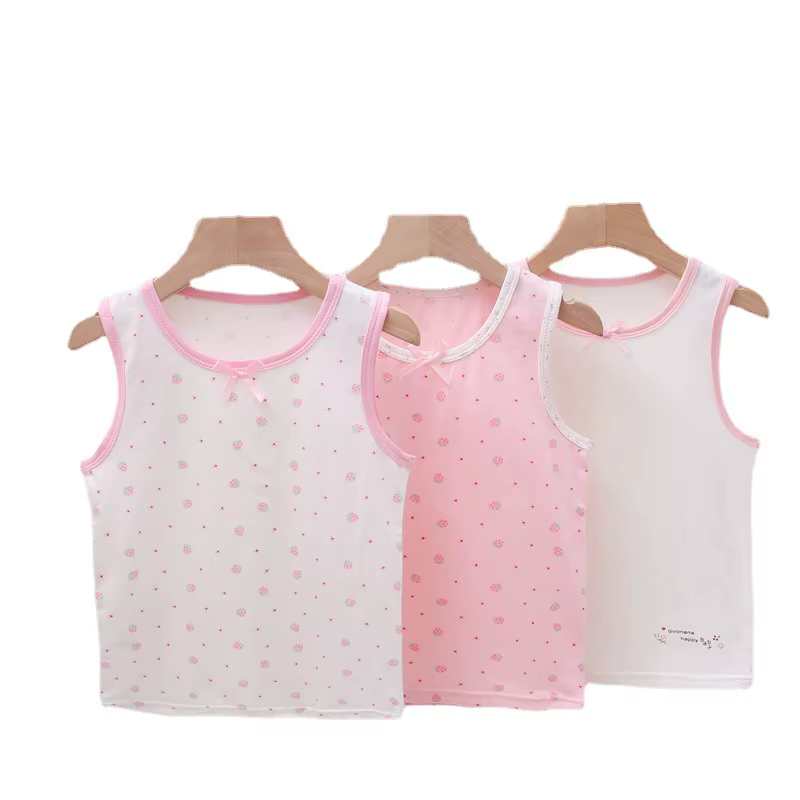 3 pièces/lot filles coton Singlet sous-vêtements réservoir fraise imprime enfants sous-vêtements cot