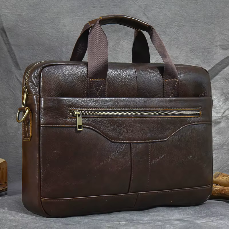 Sac pour ordinateur portable en cuir véritable pour homme, sac d'affaires, étuis à bombes pour homme