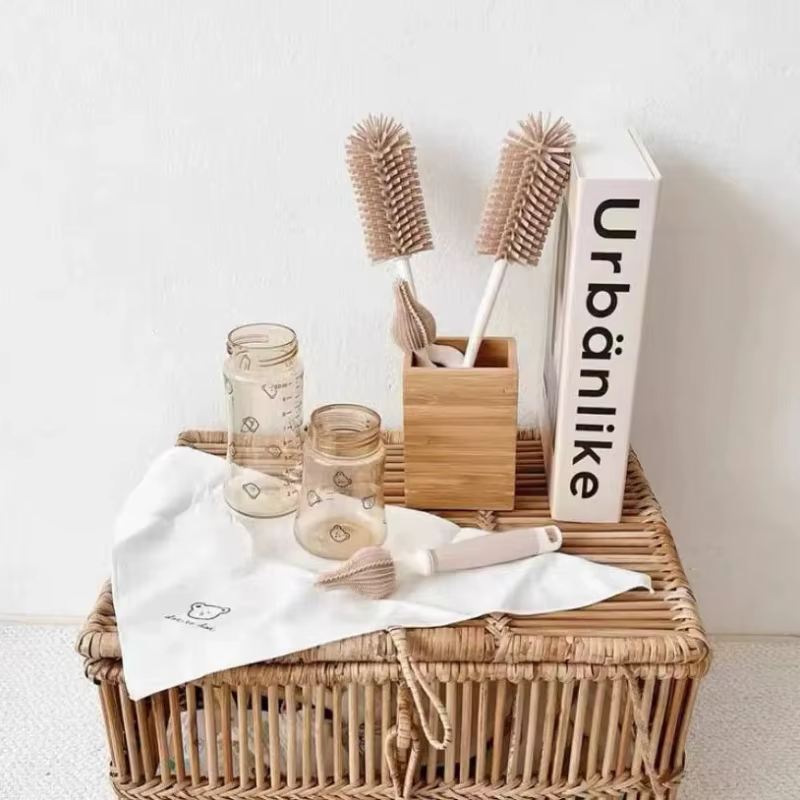 Coréen Ins nouveau-né bouteille mamelon brosse bébé spécial à Long manche brosse de nettoyage Silico