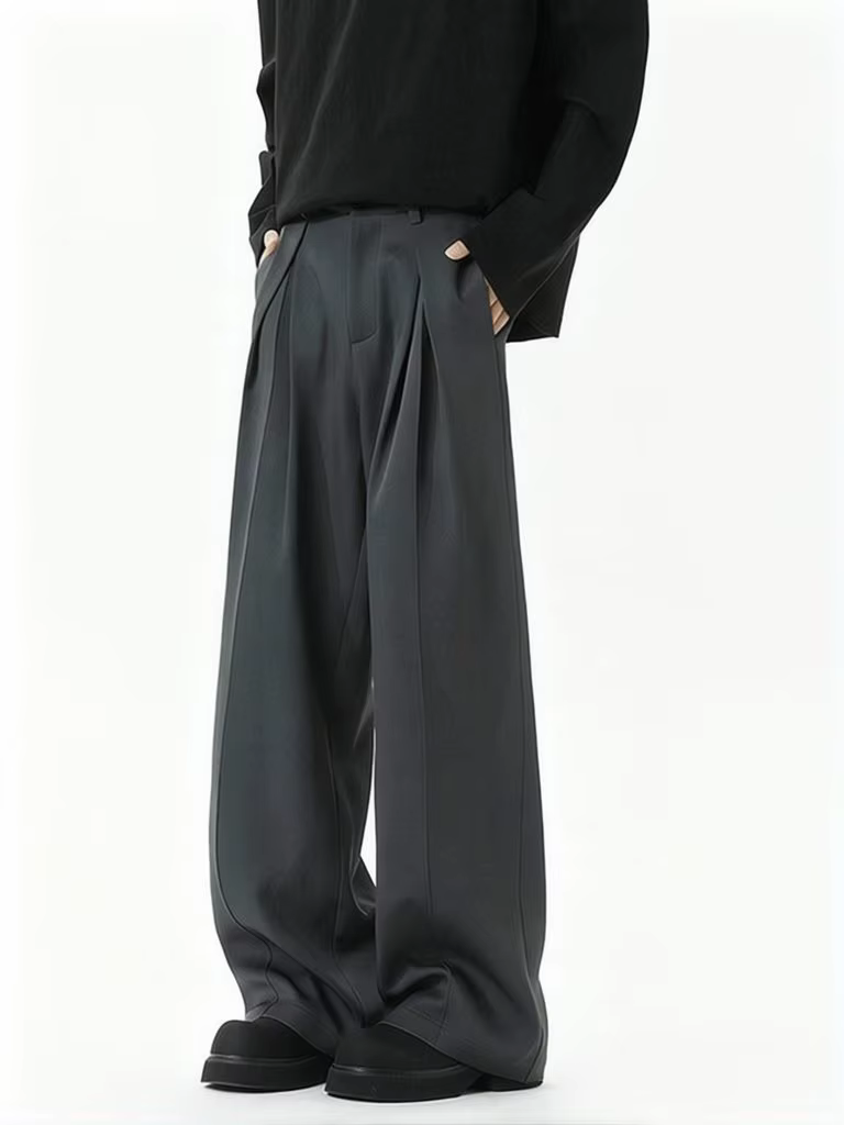 Pantalon décontracté streetwear à jambe large pour homme, style Harajuku, coupe évasée, noir, de hau