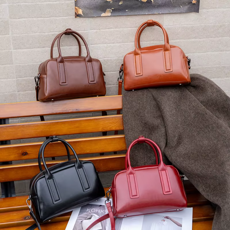 Sacs à bandoulière en cuir véritable de haute qualité pour femmes, sac à bandoulière en cuir ciré, s
