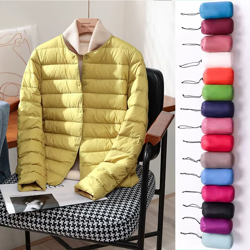 Vestes chaudes en duvet de canard blanc pour femme, manteaux bouffants Ultra légers et pliables, à l