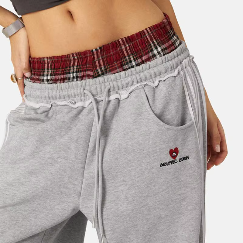Ensemble deux pièces ample de Style collège rétro américain, faux pantalon de salle de bain à Double