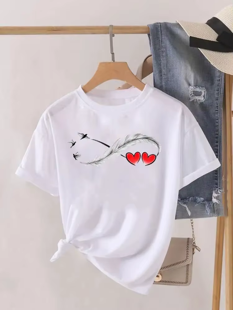 T-shirt graphique à manches courtes pour femmes, chemise décontractée pour dames, vêtements College,