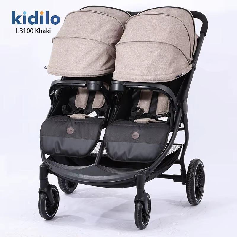 Nouvelle poussette double tout-en-un 2025, convertible assise ou allongée, légère et pliable, avec c