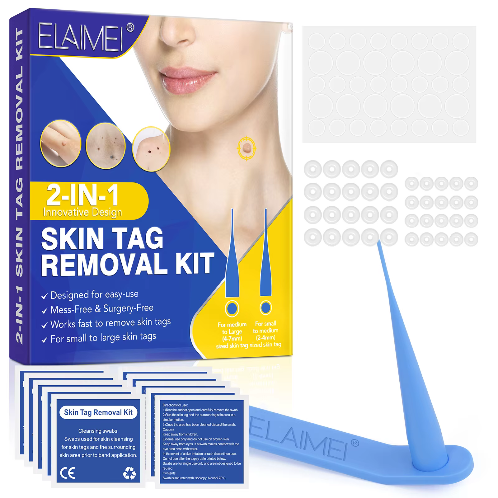 Double face enlever les verrues corps outils de soins de la peau étiquettes propres dissolvant de ve