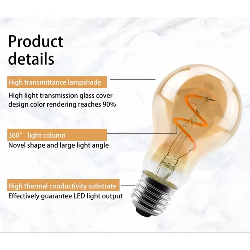 Lampes rétro Vintage 4W 2200K, ampoule à Filament LED en spirale A60 ST64 G95 G125, éclairage décora