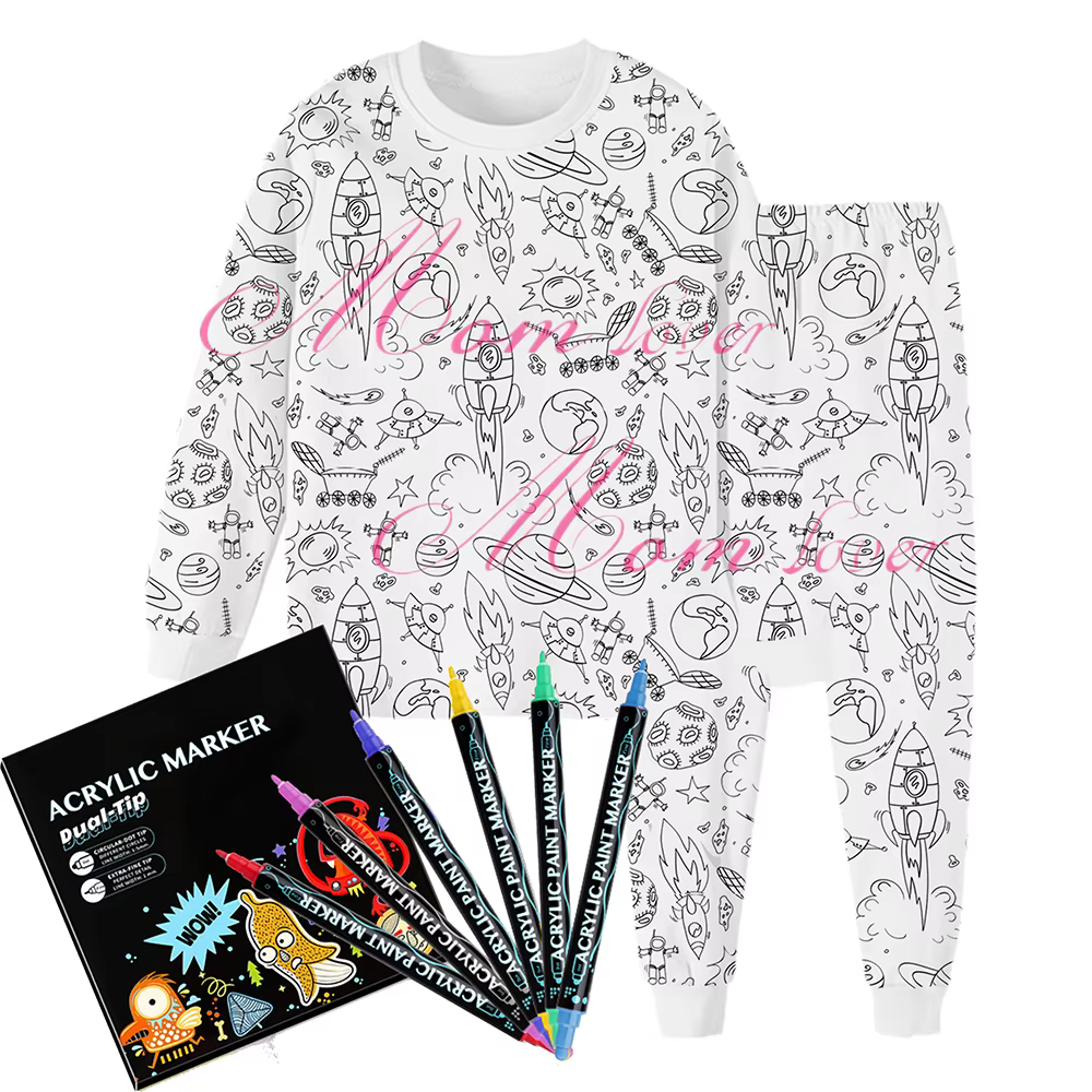 Ensemble pyjama deux pièces coloré de noël pour enfants, garçons et filles, pyjama d'halloween, Kit 