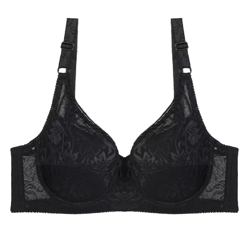 Soutien-gorge push-up en dentelle et résille pour femme, grande taille, confortable, respirant, ling