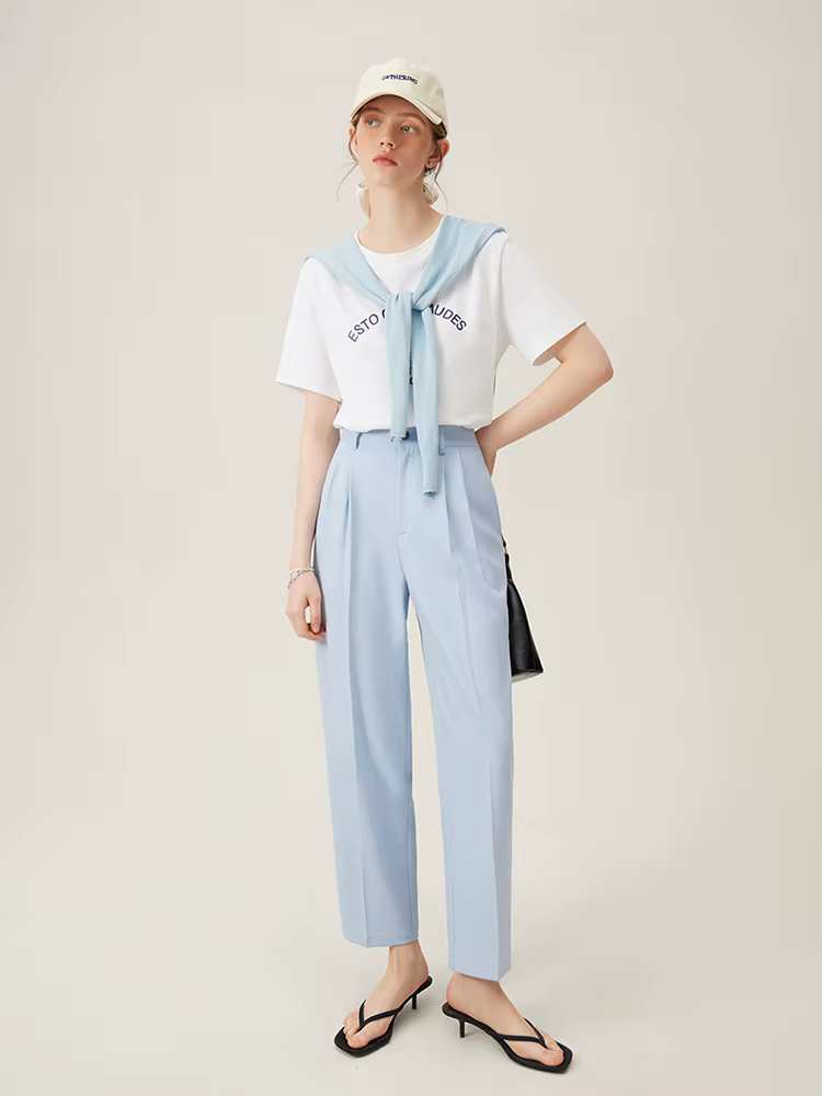 FSLE-Pantalon d'été taille haute pour femme, coupe courte, style décontracté, amincissant, fuselé, b