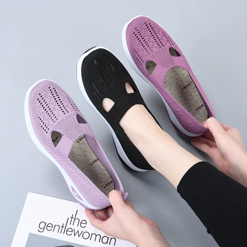 Chaussures d'été en maille respirante pour femmes, baskets légères à plateforme plate, décontractées