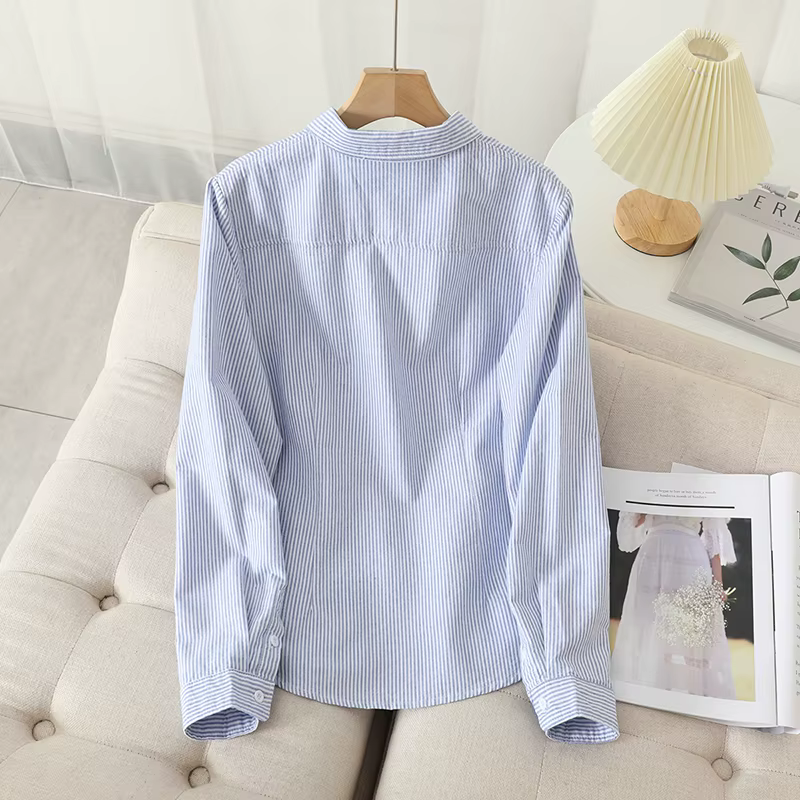 Chemise Oxford décontractée en coton pour femmes, chemisier et hauts de bonne qualité, chemises à ra