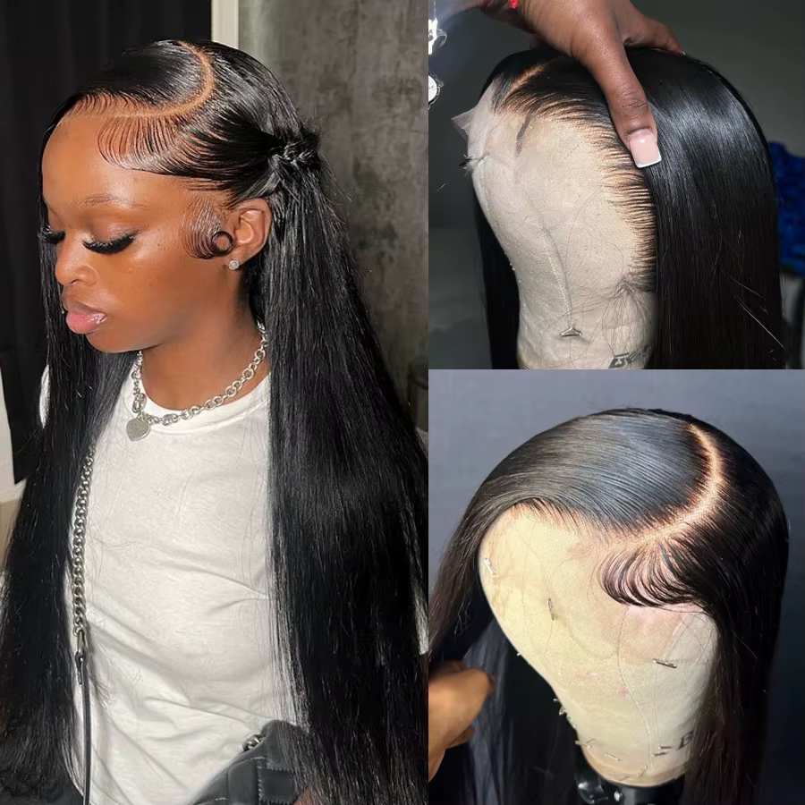 Perruque Lace Front Wig Naturelle Soyeuse, Cheveux Lisses, 13x6, 250%, 34 Pouces, Cuir oral elu Natu