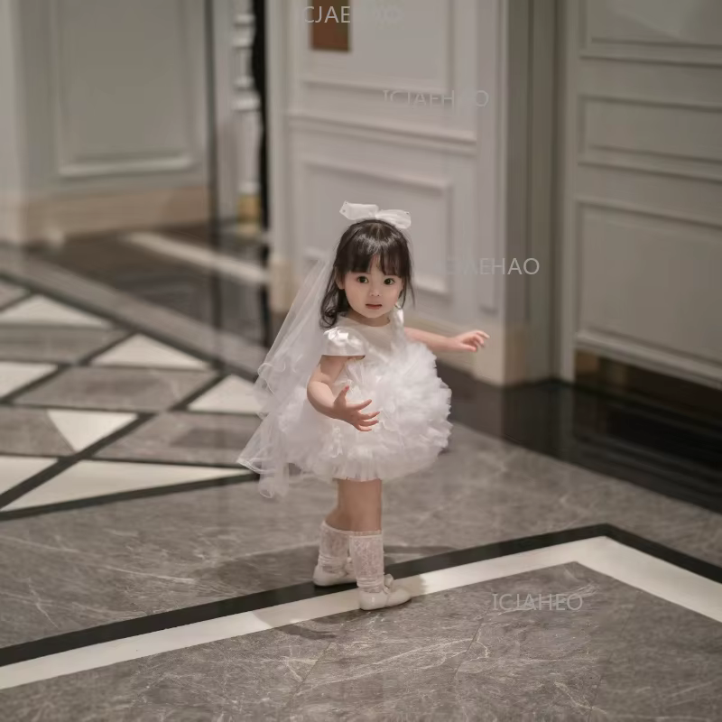 Robe de cérémonie pour enfant 2026, style tutu, pour mariage, demoiselle d'honneur, bébé fille, fête