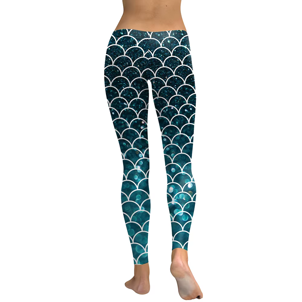 Leggings sirène colorés VIP FASHION pour femmes, taille haute, effet écailles de poisson, pantalon m