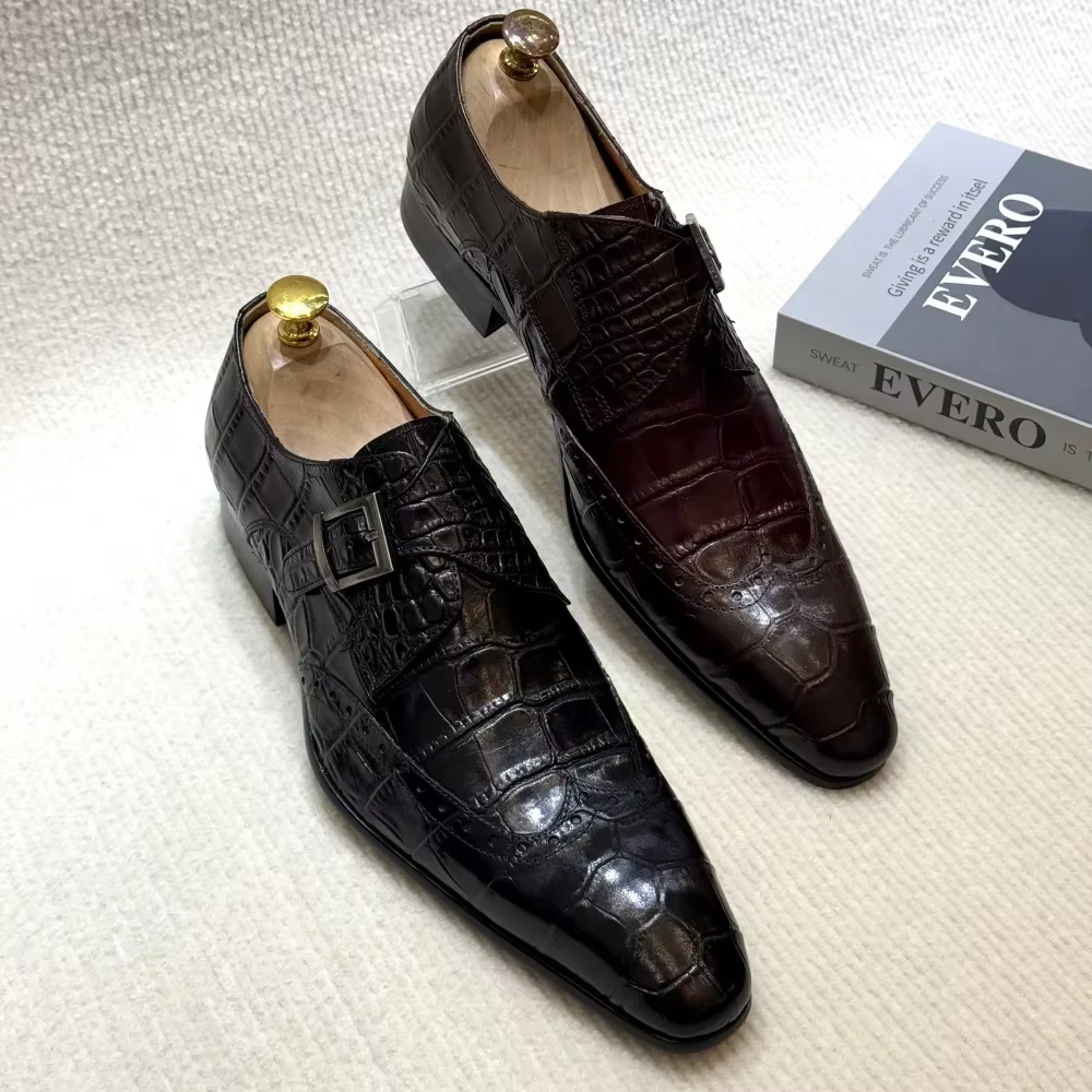 FELIX CHU mocassins formels à enfiler en cuir véritable pour hommes, chaussures de robe de mariée ri
