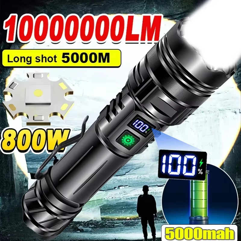 Lampe de poche GT10 Rechargeable, Super brillante, Portable, Ultra puissante, longue portée, torche 