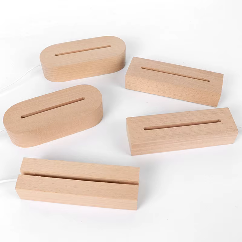 Présentoir de veilleuses 3D en bois à base de Led acrylique de 5mm, avec lumières Led, alimenté par