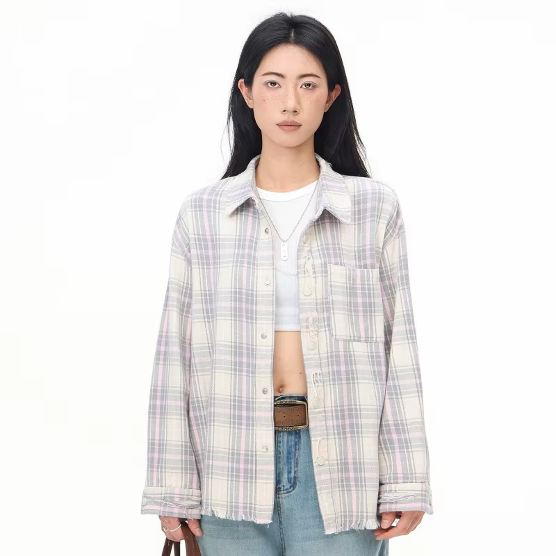 Chemisiers en coton à manches longues pour femmes, chemises à carreaux, mode de luxe, tendance, 2025