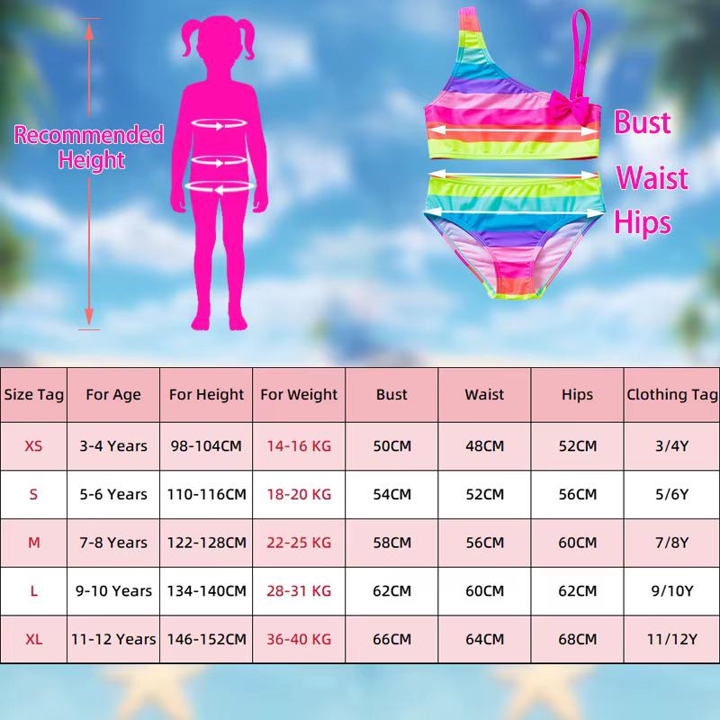 Maillot de bain fille Bluey Rainbow, tenue de plage d'été avec nœud, ensemble tankini 2 pièces pour 