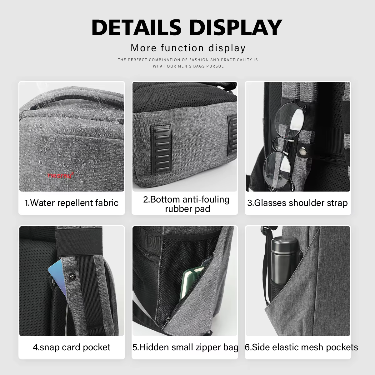 Tigernu hommes Anti-vol sac à dos 15.6 pouces sac à dos pour ordinateur portable sacs avec Port USB 