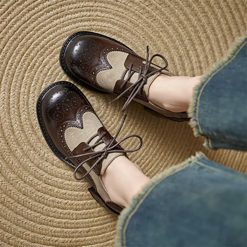 Escarpins en cuir de vache à talons hauts pour femmes, mocassins à la mode, chaussures rondes, desig