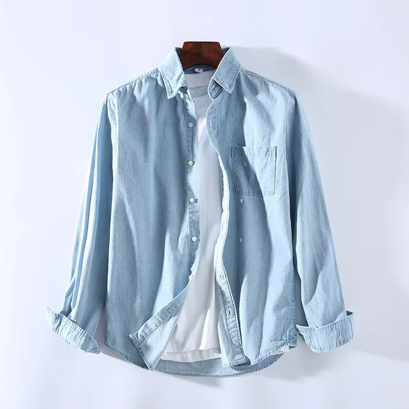 Hommes décontracté Denim chemise mode nouveau Simple décontracté coton mince Jean à manches longues 