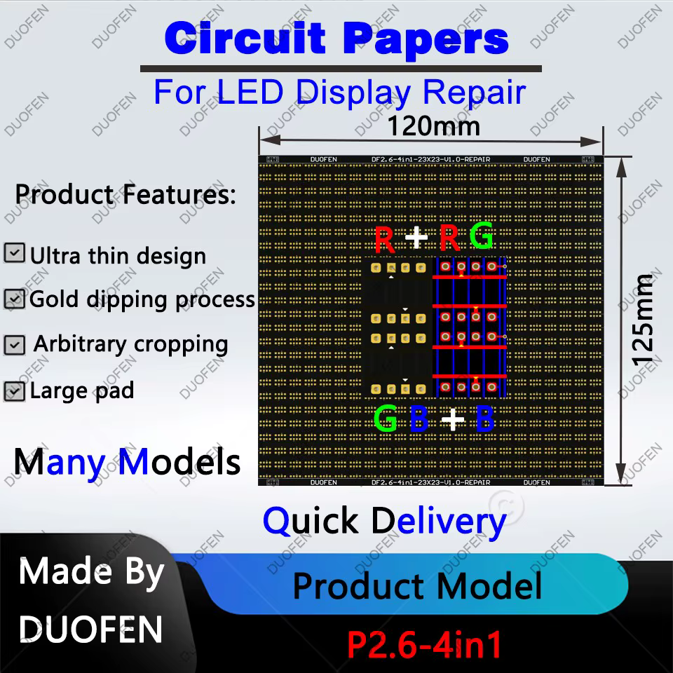 Papier de circuit série P2.6, tampons à souder double face, entièrement coupés avec de grands trous,