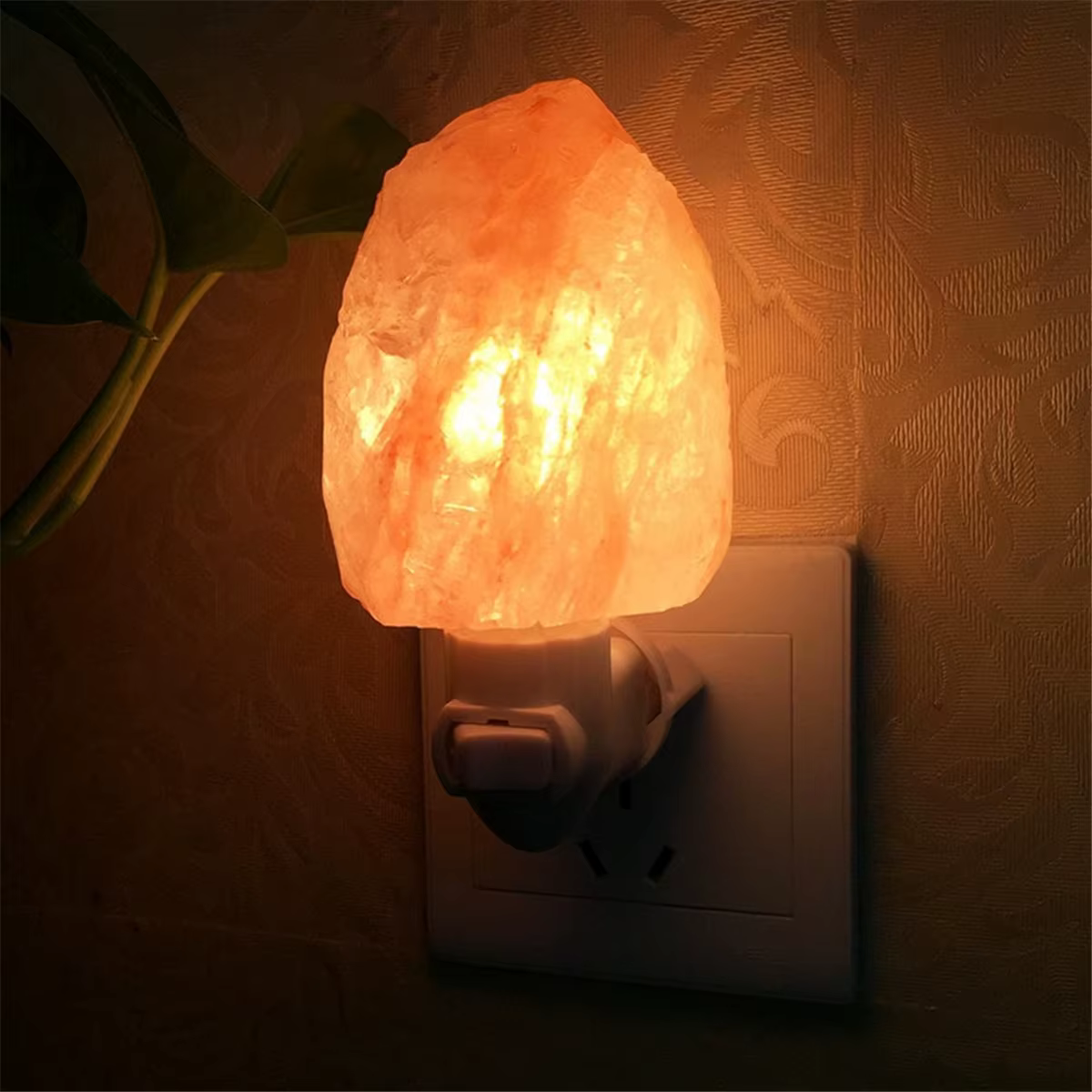 Lampe de chevet murale au sel de l'himalaya, cristal naturel, veilleuse sculptée à la main, décorati