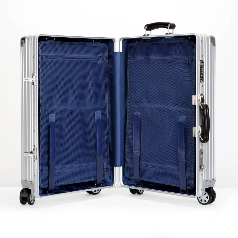 Valise rétro en alliage d'aluminium et de magnésium, bagage roulant de haute qualité, boîtier de cha