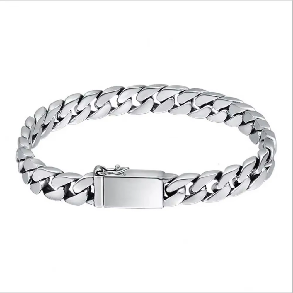 Bracelet en argent Sterling 100% S925, 8MM, Punk, bijoux en argent S925, ne se décolore jamais, cert