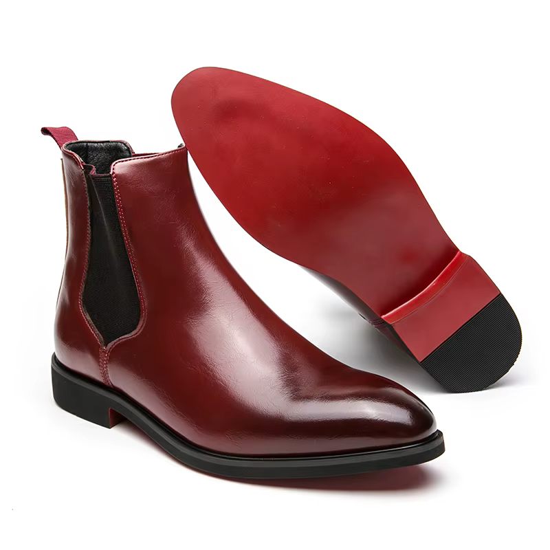 Chelsea bottes pour hommes semelle rouge cheville affaires bout rond Slip-On hommes bottes livraison