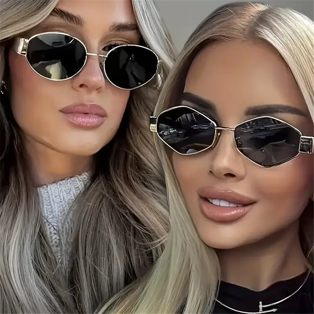 2 pièces Vintage Style Punk lunettes de soleil rétro rond cadre en métal femmes lunettes de soleil l